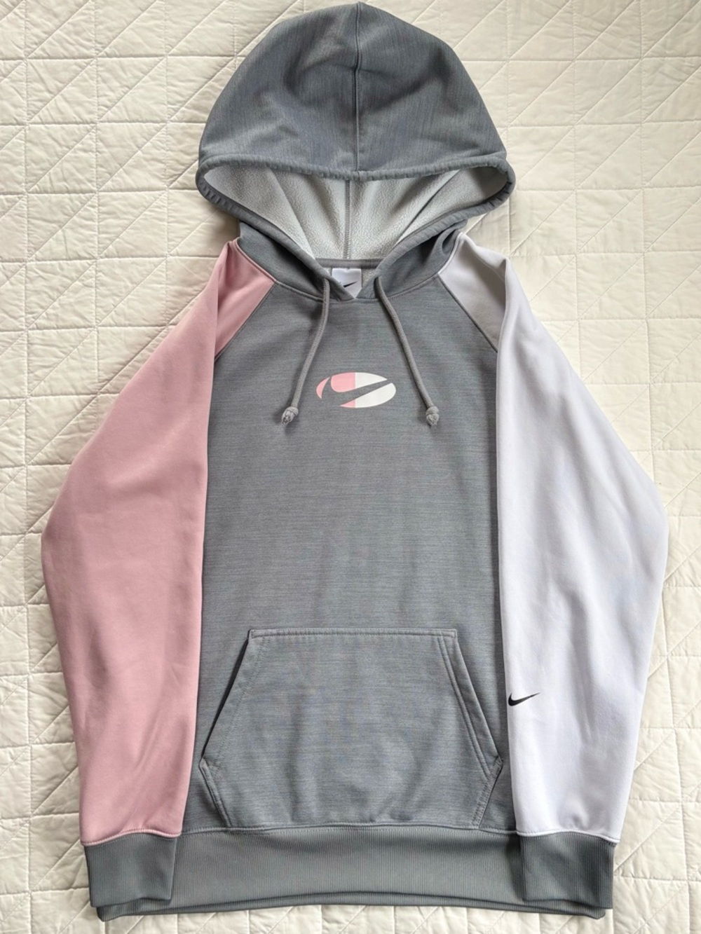 Nike Women's Therma-FIT Colorblock Hoodie Grey Pink White